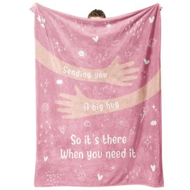 Craftique Get Well Soon Gifts for Women, Pink Blanket, Thinking of You Gifts, Bereavement, After Surgery, Sympathy, Birthday Gifts for Friends, Sister, Flannel Throw Blankets 50'' x 60''