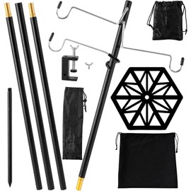 By Kcmell Lantern Stand, Lantern Pole, Lantern, Accessories, Lantern Holder Tray Set, 4 Levels of Height Adjustable, Dual Use, Foldable, Screw, Clamp Type, Lantern Hanger Included, Lantern Hook, Small