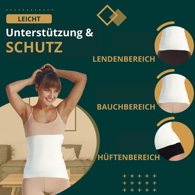 Easy8 - (White, L Abdominal Belt, Kidney Warmer, Wool Abdominal