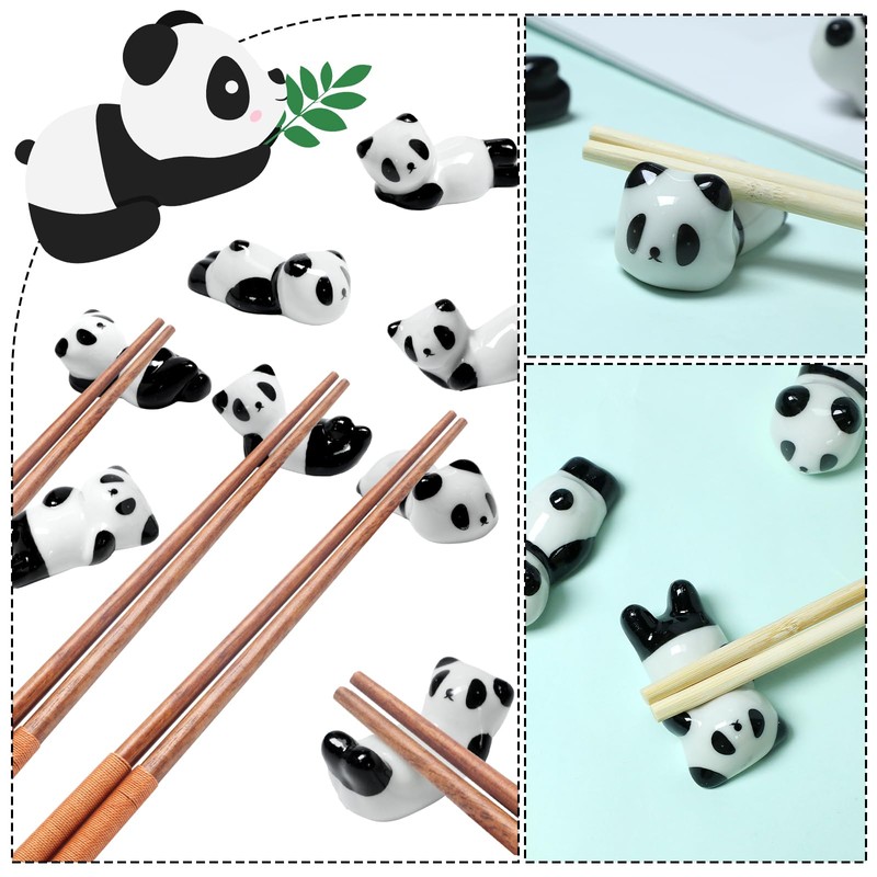 8 Pcs Cute Ceramic Panda Chopsticks Holder, Chopstick Rest Rack
