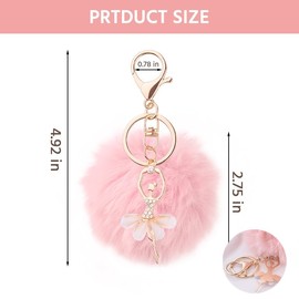 Kilener Ballet Keychain Fur Ball Keychains for Women Ballerina Dancer Keychain Dance Keychains for Backpack Car keys Bag Accessories for Women Girls Gift for Ballet Dancer Dance Recital Gifts