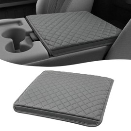KBH Center Console Armrest Cover for 2011-2016 F250 F350 Super Duty, Jump Seat, Middle Console Lid Protector, Vinyl Leather, Anti-Scratch, Gray