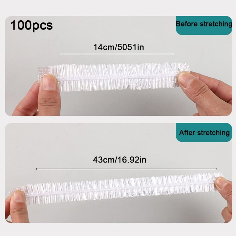 Pack of 100 Transparent Food Storage Bags, Elastic Disposable Storage