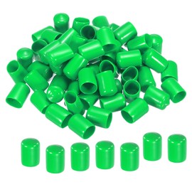 sourcing map 100pcs 16mm Rubber End Caps Cover PVC Vinyl Screw Thread Protector Round Wire Shelf Caps for Screw Bolt Pipe Fence Post, Green