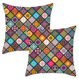 Betadistor Cushion Cover Throw Pillow Covers Set of 2, 18x18 in (45x45cm) Natural Square Pillowcases Machine Washable Indoor Use, Multi Flowers, 501-0009