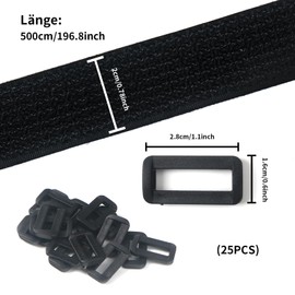 Velcro tape, 2 cm x 5 m cable ties, resealable with 25 buckles, Velcro fastener that can be cut as desired, for cable ties, Velcro fastener, climbing aid, cable attachment (2 cm x 5 m)