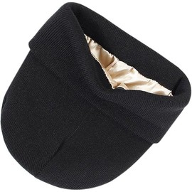 Jntahecg Satin Lined Knit Slouch Beanie Hat - Women's Modern Winter Hat - Black