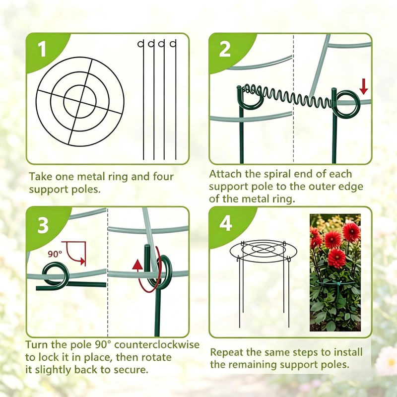 DAYUMKOU 4 Pack Peonies Cages and Supports, 14" Wide x