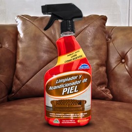 ACONDICIONADOR Y LIMPIADOR DE PIEL Y CUERO 730ml de STAY CLEAN. REVITALIZA E HIDRATA al Natural. LIMPIA y Protege de MANCHAS Y LIQUIDOS. Ideal para SILLONES, CHAMARRAS, ASIENTOS AUTO, MUEBLES.