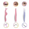 TheFirstGrain False Eyelash Tweezers, Set of 3, Self Eyelashes, False
