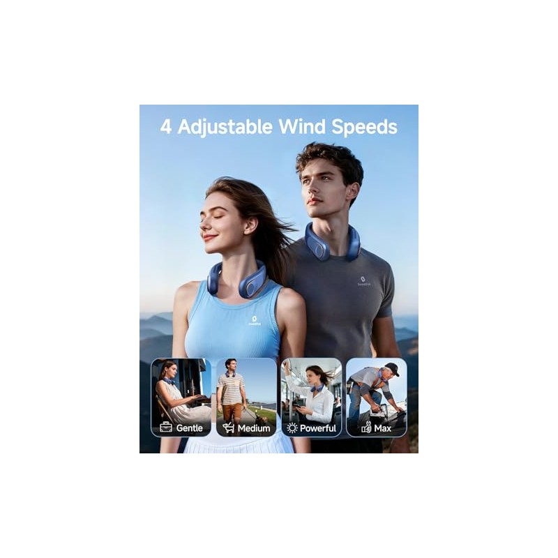 Sweetfull Portable Neck Fan - Bladeless, 4 Speeds, 20H Runtime