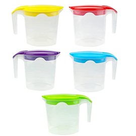 1 Liter Plastic Jug with Lid for Water Fruit Juices Milk Fridge Door Stoarge Jug (Mix Color, 2)