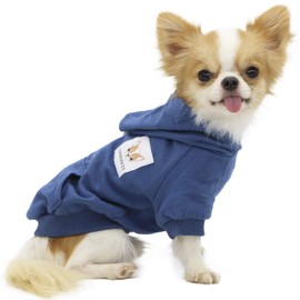 LOPHIPETS Dog Cotton Hoodies Sweatshirts for Small Dogs Chihuahua Puppy Clothes Cold Weather Coat-Navy/L