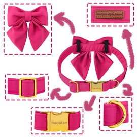 Unique style paws Cotton Dog Collar with Bowtie, Durable and Comfortable Collar in 12 Solid Colors, Bow Tie Adjustable Collar for Small Dogs Puppies and Cats with Golden Metal Buckle