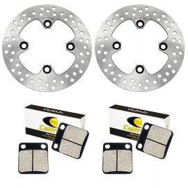 Caltric 2 Front Brake Disc W/ Pad For Kawasaki Prairie 360 KVF360A KVF360B KVF360C 03-12