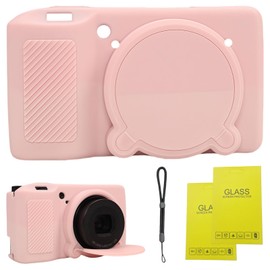 SZHSYJY Case for Ricoh GR III/GR III X Removable Lens Cover,Silicone Cover Rubber Soft Camera Case for Ricoh GR III/GR III X,Comes with 2 Screen Protectors and 1 Wrist Strap. (Smoked Pink)
