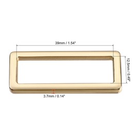 sourcing map Metal Rectangle Ring Buckles 39x12.5mm for Bags Belts DIY Gold Tone 6pcs