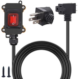 TWTADE Extension Cord with Switch On/Off, IP67 Waterproof Inline Cord Switch with 6ft 18AWG Cable Piggyback Plug (3-Pronged), Outdoor Power Switches with Red Light Rocker Button 20A/125V 16A/250V AC