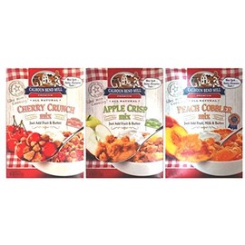 Calhoun Bend Mill All Natural Dessert Mix 3 Flavor Variety Bundle: (1) Calhoun Bend Mill Peach Cobbler Mix, (1) Calhoun Band Mill Apple Crisp Mix, and (1) Calhoun Bend Mill Cherry Crunch Mix, 8 Oz. Ea