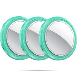 QCOQ Air Tracker Tags-3 Pack Mint Cyan, Bluetooth Tracker Work with Apple Find My (iOS Only), Smart Tag with Protective Case/Keychain/Lanyard, Item Finder for Luggage/Key/Suitcase, Replaceable Battery