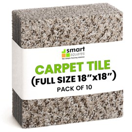 Smart Squares in A Snap Premium Plush Carpet Tiles, Made in USA – 18x18 Peel and Stick Floor Tiles with Attached Padding – Seamless DIY Carpet Squares (22.5 Sq Ft, Pack of 10, 537 Crystal)