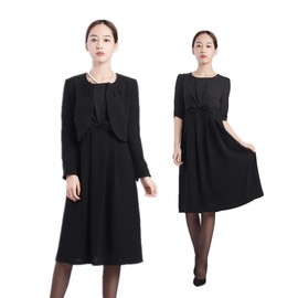 SYOKYO Black Formal Women's Mourning Clothing Ensemble, Dress, Formal Dress, All Seasons, Black