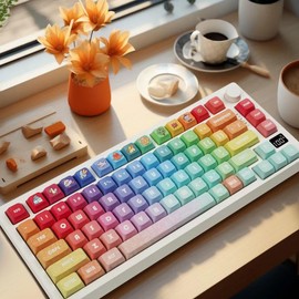 ILYCHEEGAMI PBT Material XDA keycap Dye Sublimation Universal Mechanical Keyboard keycaps Compatible with Cherry MX switches,Gateron,Kailh TTC JWK and Clones (Rainbow Candy)