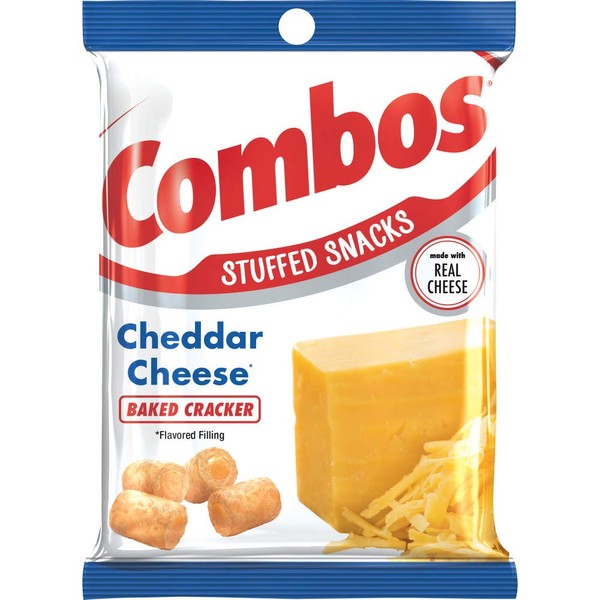 COMBOS Cheddar Cheese Cracker Baked Snacks 6.3-Ounce Bag (Pack of 12)