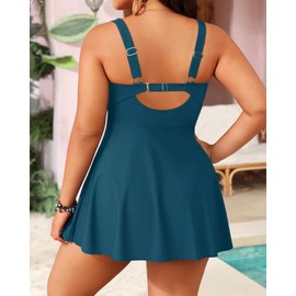 Aqua Eve Plus Size Swim Dress - Two Piece Tankini Tummy Control Bathing Suit with Shorts 2025 Swimsuit Teal 18W