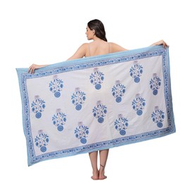 CRAFT KALA 100% Cotton Printed Women's Sarong Beach Wrap Bikini Wraps Cover Ups for Swimwear Pareo Skirt Swimsuit Coverups Long Bathing Suit Scarf 73"" x 44""