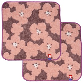 Nishio IBT-302-01-2P Imabari Towel Certified Hand Towel, Set of 2, Made in Japan, 100% Cotton, 7.9 inches (20 cm), Double-Sided Pile, Water Absorbent, Flower Pattern, Imabari Mini Towel Handkerchief