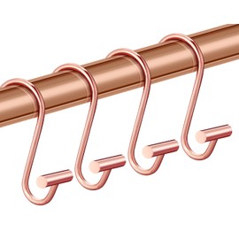 Rose Gold Shower Curtain Hooks Rings,CHICTIE Decorative Shower Curtain Rings for Bathroom Shower Rod, Set of 12 Premium Rust-Resistant Metal Shower Hooks Hangers T Shaped Design