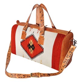 American Darling Duffel Saddle Blanket Genuine Leather Western Women Bag | Handbag Duffle Weekend Travel Bags for