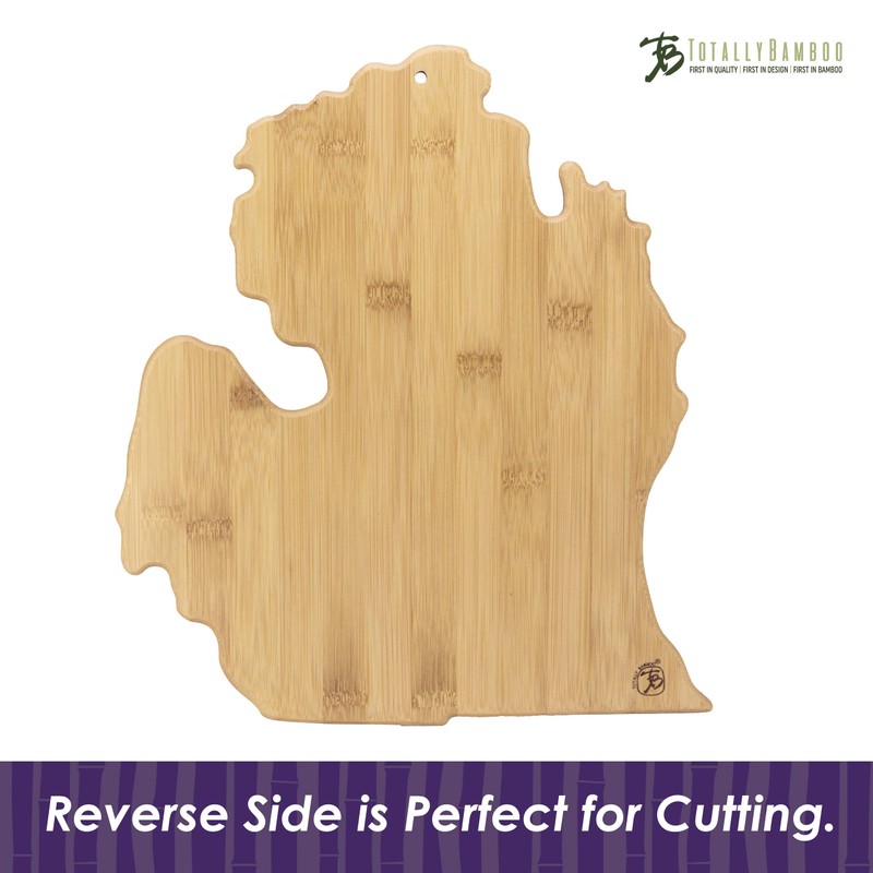 Totally Bamboo Destination Michigan State Shaped Serving and Cutting Board,