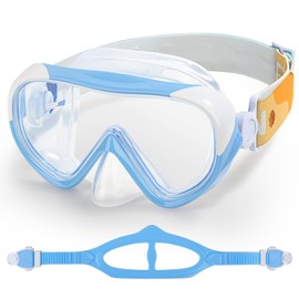 Kids Swim Mask - Ultimate 180° Kids Swim Goggles Anti-Fog Child Diving Mask Leak-Proof Kids Goggles with Nose Cover and Fabric Strap for Ages 4-14 for Swimming, Snorkeling and Diving (Blue)