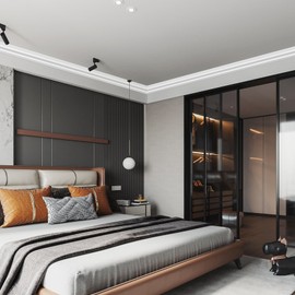 STICKGOO Ceiling Crown Molding Trim 10-Pack, High Impact Polystyrene Decorative Ceiling Molding Bars, 40 Ft in Total Length -Installed with Glue, White (Adhesive not Included)