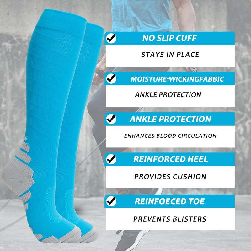 fenglaoda 8 Pairs Compression Socks for Men & Women 20-30