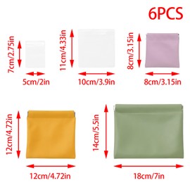 YUYUDEHM 6 Pack Pocket Cosmetic Bag, 10 PCS PVC Jewelry Pouches, Portable Travel Makeup Bag for Cosmetics Headphones Coin Jewelry