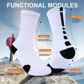 Speum Men's Athletic Socks with Anti-slip Cushioning Performance,Basketball Socks(5 pairs)