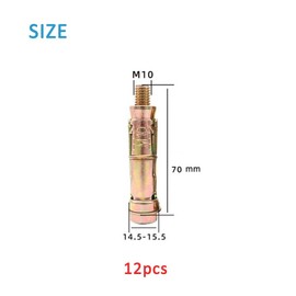 12pcs Heavy Duty Anchor Bolts, M10*70mm Expansion Bolts Concrete Screws, Wall Fixings Plugs, Wall Anchors for Brick Masonry, Drywall