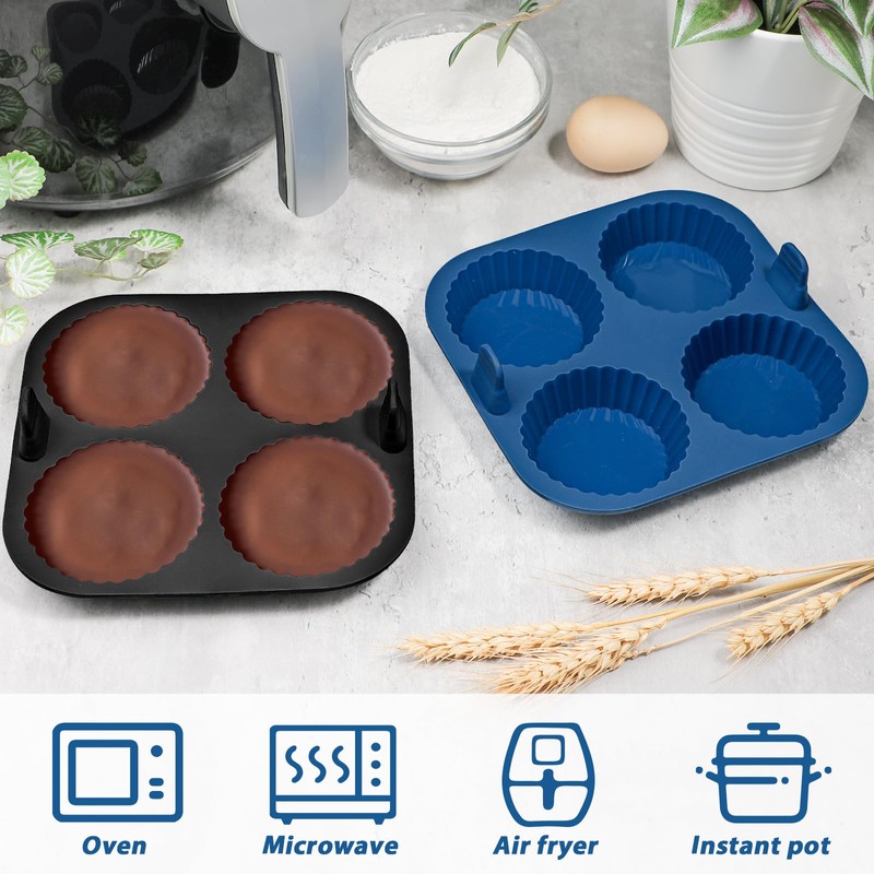 Webake Mini Törtchen Formen 4 Stück Tarteform Silikon Quicheform Klein