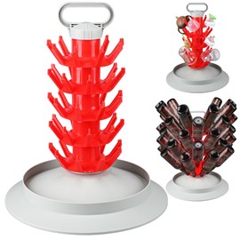 Patelai 45 Bottle Drying Tree Reusable Wine Bottle Drying Rack Screw Type Cup Drainer Space Saving Cup Storage Organizer Accessory for Kitchen