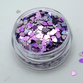 Polyester Heart Shape Glitter, 30g Colorful Holographic Shining Body Face Hair Glitter Sequins Nail Art Glitter for Party Festival Decoration Acrylic Nails Design Flakes Glitter (Heart17)