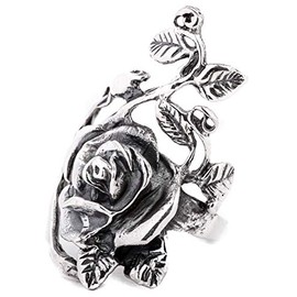 Windalf Aurora Long Women's Statement Ring, 33 mm, Bohemia Rose Ring, Gothic Silver Ring, 925 Sterling Silver, Fabric
