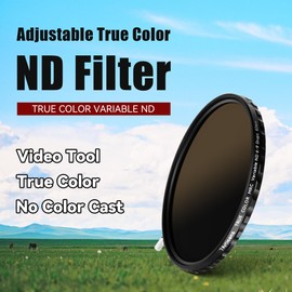 7artisans True Color VND Adjustable Neutral Density Filter 2-5 Levels/6-9 Levels Adjustable VND67mm/72mm/77mm/82mm Neutral Density Polarized Filter for Camera Lens Movie Video Filter Portrait