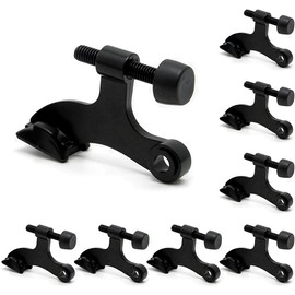8 Pack Hinge Pin Black Door Stopper, Adjustable Heavy Duty Hinge Pin Door Stop with Black Rubber Bumper Tips