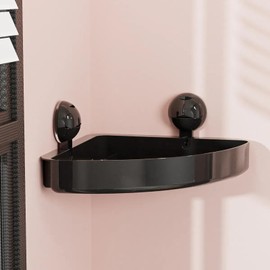 CSZPJLALA Shower Caddy,Corner Shower Caddy Suction Cup,Soap Dish For Shower,Bathroom Organizers And Storage No Drilling Shelves,No Rust & Easy To Reuse (Black, Semicircular)