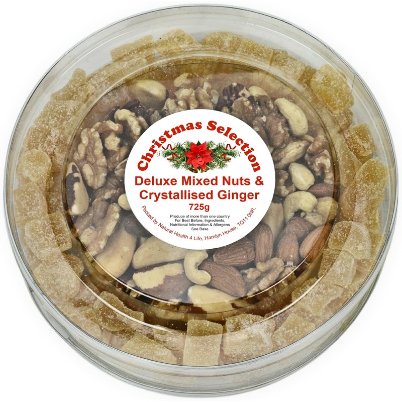 Christmas Selection Gift Box Containing Deluxe Mixed Nuts (Walnuts, Cashews,