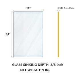 VocalStar Gold Bathroom Mirror, 18 x 26 Inch Square Corner Rectangle Brass Metal Framed Bathroom Vanity Mirrors for Wall Modern, 1/4-inch Shatterproof Glass | Ultra-Flush Hanging