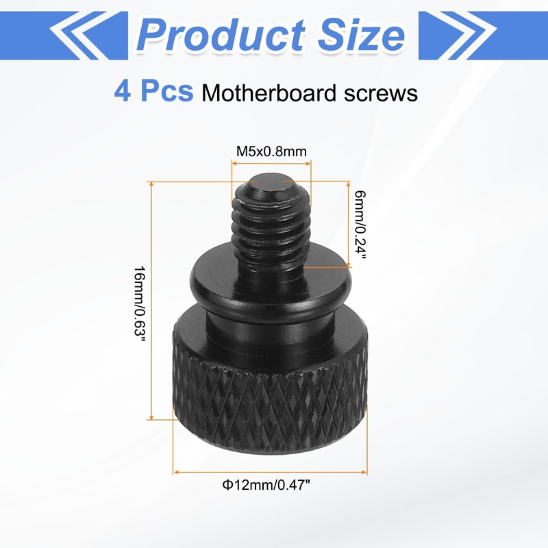 MECCANIXITY 4Pcs M5x0.8mm Aluminum Thumb Screws, 12x16mm(ODxH) Computer Case Thumb